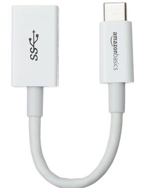 Amazon Basics USB-C to USB-A Gen1 Adapter Cable Converter, 5Gbps High White NIB